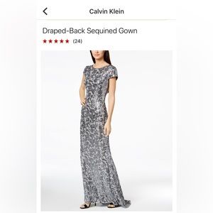 Grey with silver sequence long gown with low back.